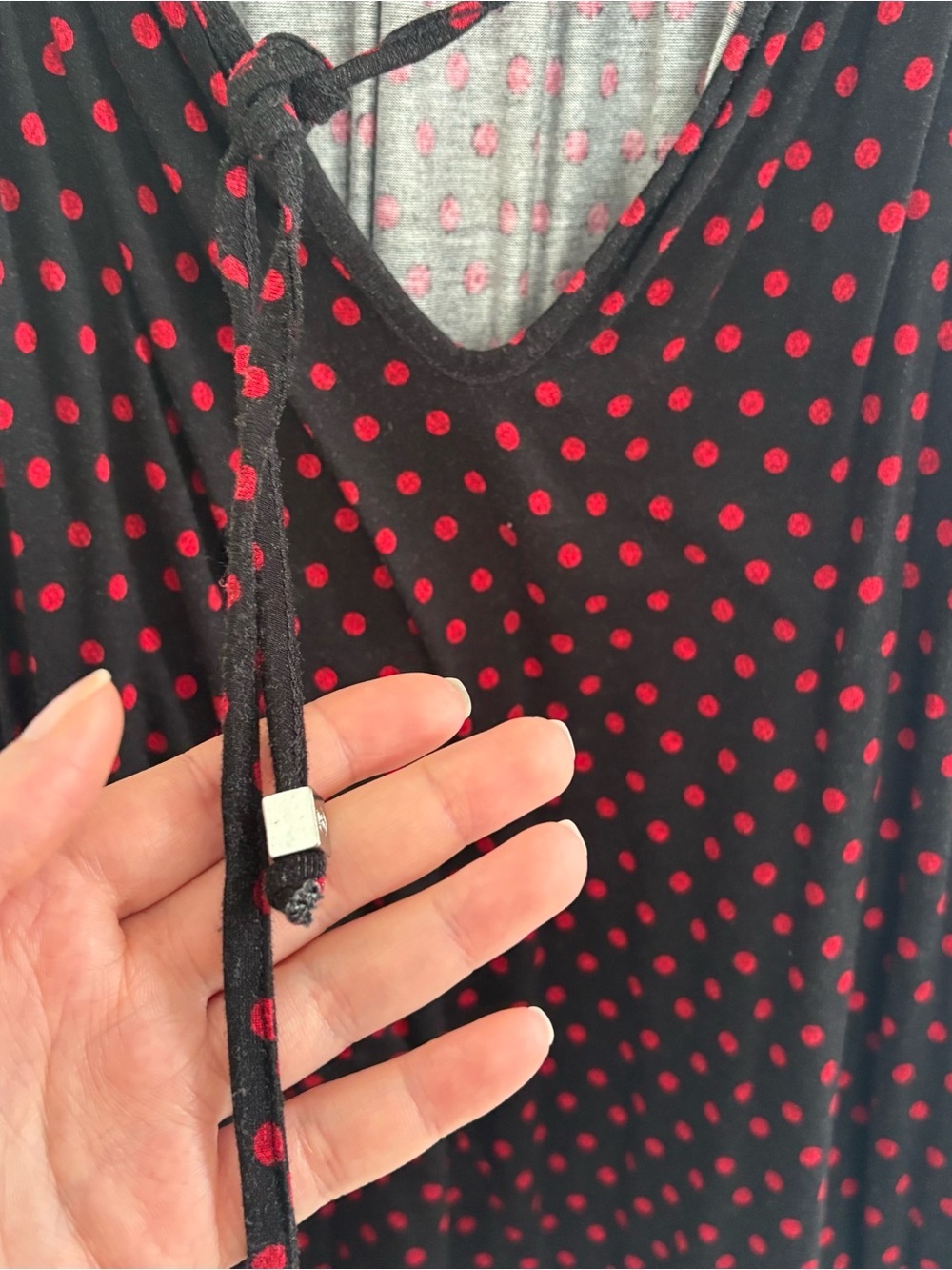 Michael Kors Black & Red Polka Dot Cold Shoulder Top - Picture 5 of 7